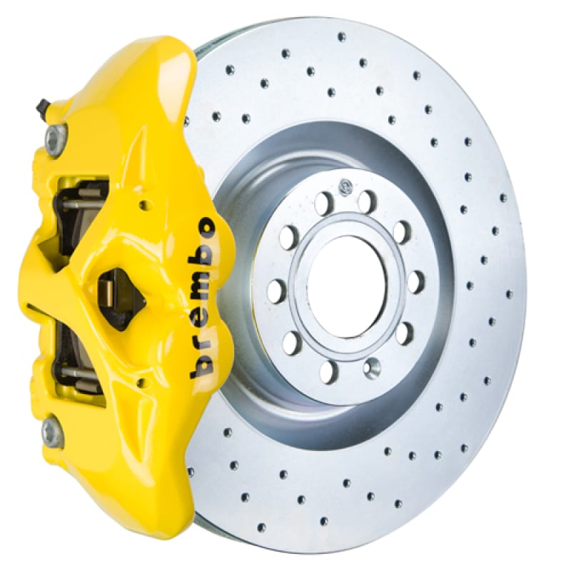 Brembo — Brembo 07-15 TT 2.0T/07-15 TT 3.2L/09-15 TTS Fr GT BBK 4 Pist Cast 345x30 1pc Rotor Drilled- Yellow