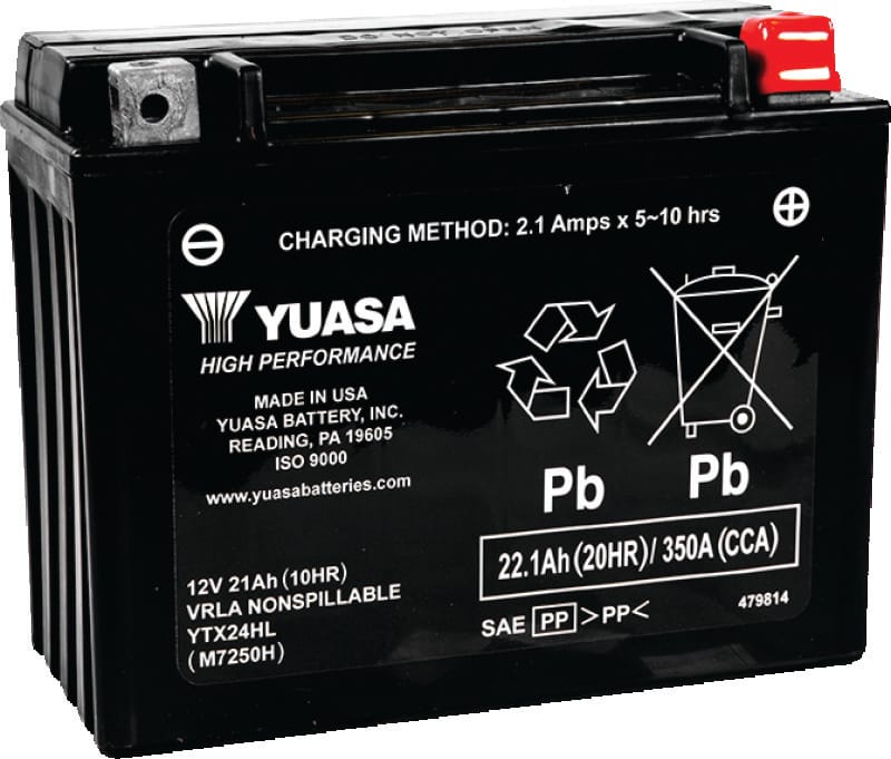 Yuasa Battery — YTX24HL Battery, 8-1/8" L x 3-7/16" W x 6-3/8" H