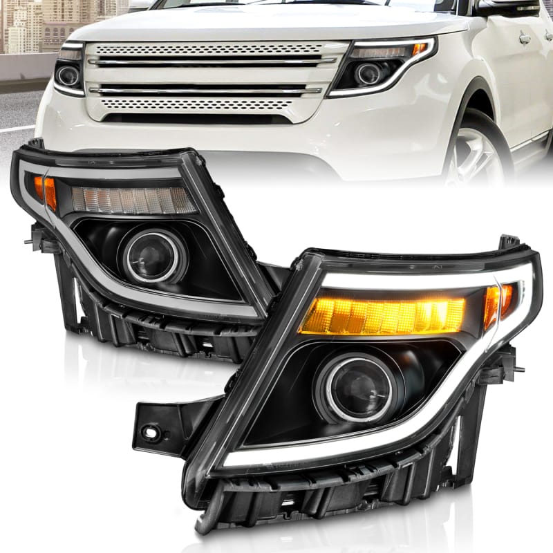 ANZO — ANZO 11-15 Ford Explorer (w/Factory Halogen HL Only) Projector Headlights w/Light Bar Black Housing
Head Light Set
HdLtSet