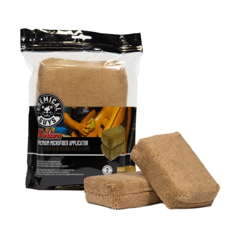 Chemical Guys — Chemical Guys Workhorse Microfiber Applicator - 5in x 3in x 1.5in - Tan - 2 Pack