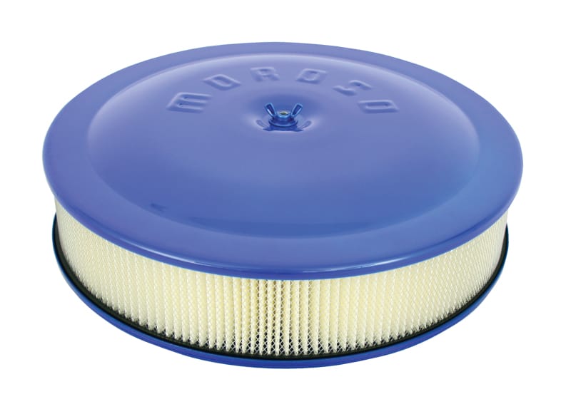 Moroso — Moroso Racing Air Cleaner - 14in x 3in Filter - Aluminum - Blue Powder Coat