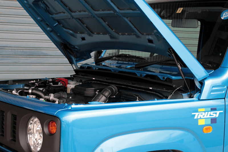 GReddy — GReddy Engine Hood Lifter Kit 18+ Jimny JB64W (Designed for OEM weight hoods.)