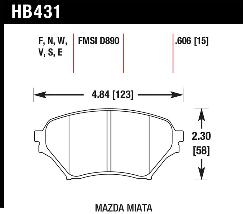 Hawk Performance — Hawk 01-05 Miata w/ Sport Suspension Blue 9012 Front Brake Pads D890
Disc Brake Pad