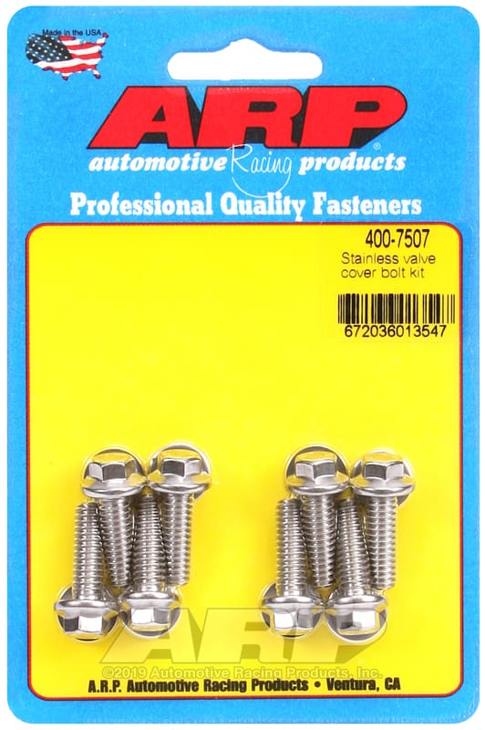 ARP — ARP Valve Cover Stainless Steel 1/4in x 20 Hex Bolt Kit (8/pkg)