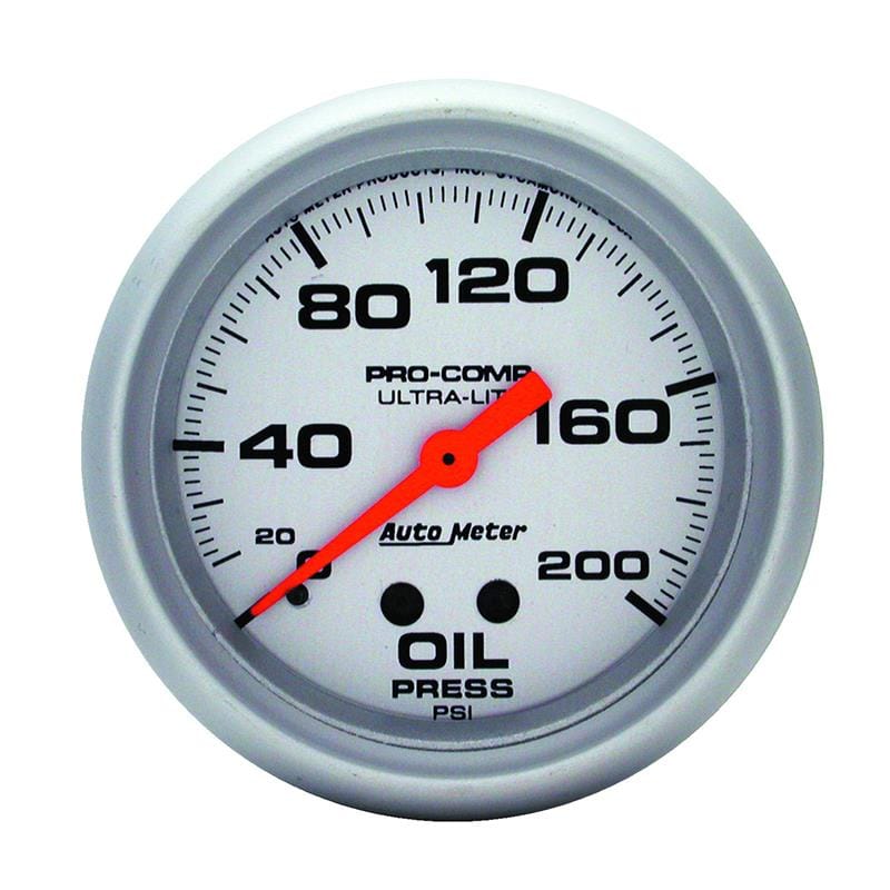 AutoMeter — GAUGE, OIL PRESSURE, 2 5/8", 200PSI, MECHANICAL, ULTRA-LITE