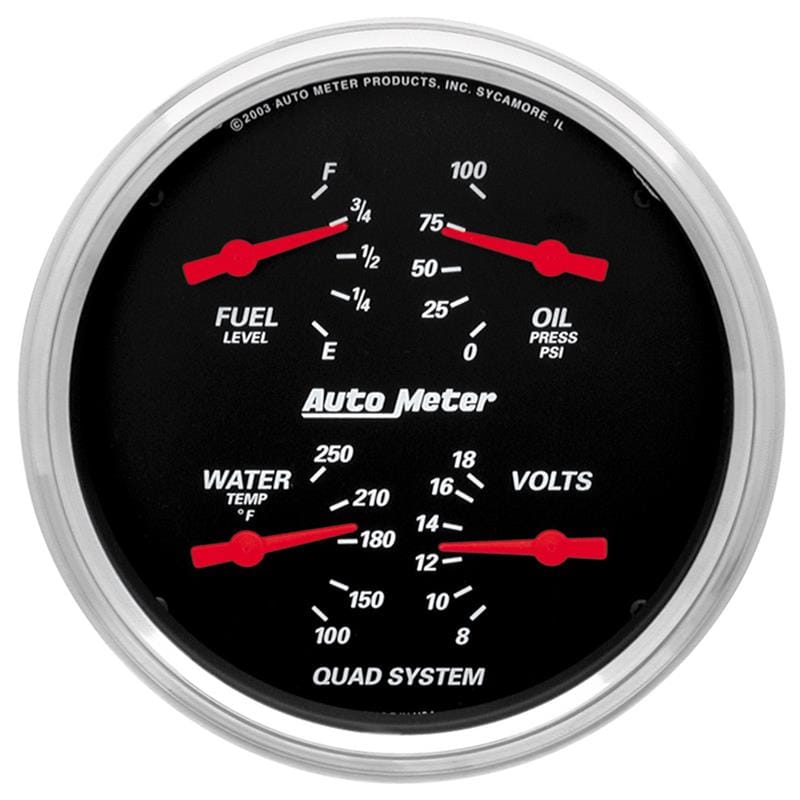 AutoMeter — GAUGE, QUAD, 5", 240OE-33OF, ELEC, DESIGNER BLACK