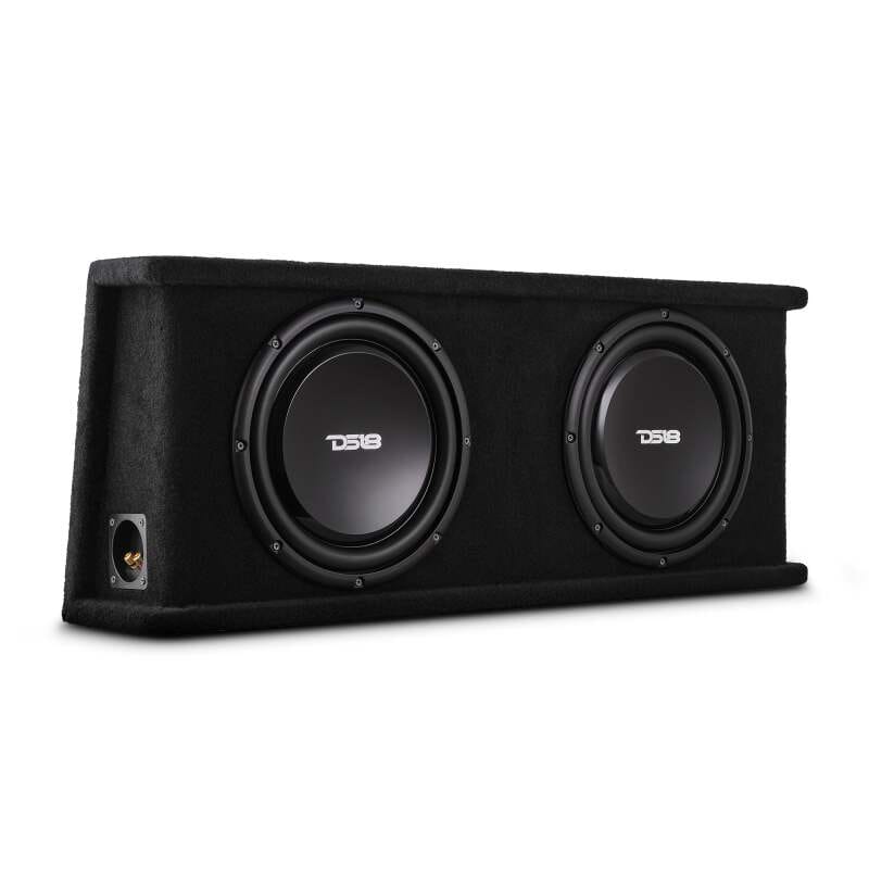 DS18 — DS18 Dual 12in Shallow Subwoofer and Enclosure 700 Watts RMS Sealed Black Carpet