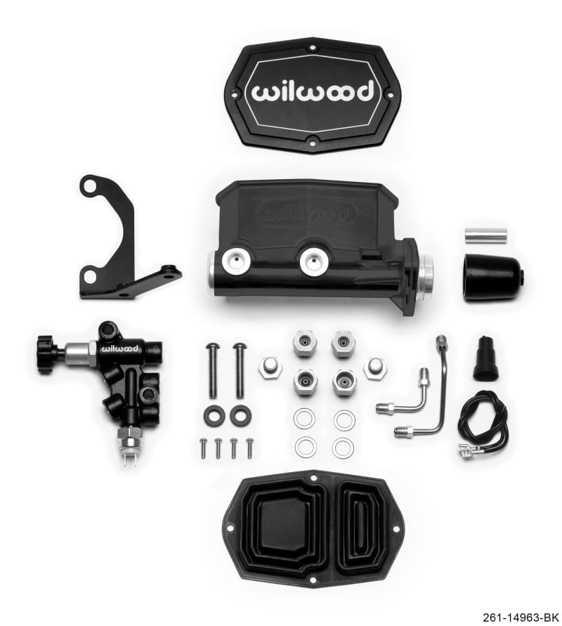 Wilwood — Wilwood Compact Tandem M/C - 1in Bore - w/Bracket and Valve (Pushrod) - Black
M/C,TANDEM KIT