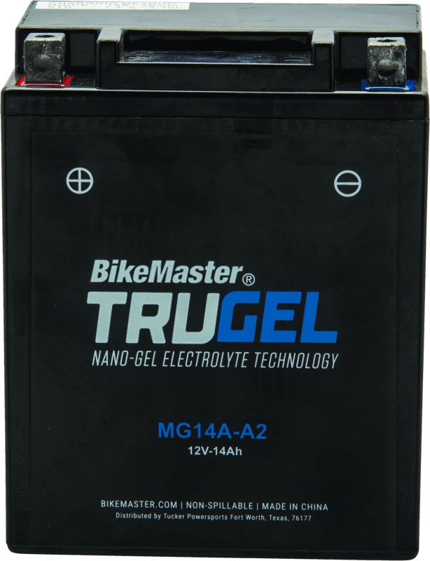 BikeMaster — MG14A-A2 Battery, 134mm L x 88mm W x 176mm H, 250 CCA