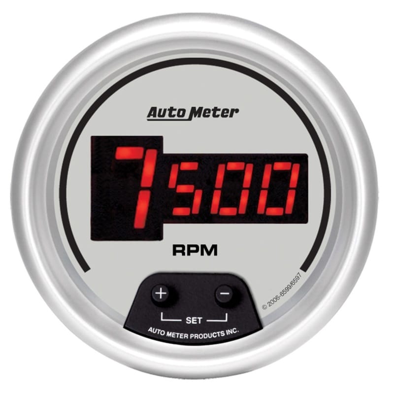 AutoMeter — AutoMeter Gauge Tach 3-3/8in. 10K RPM In-Dash Digital Silver Dial W/ Red Led
3-3/8" TACH, IN-DASH