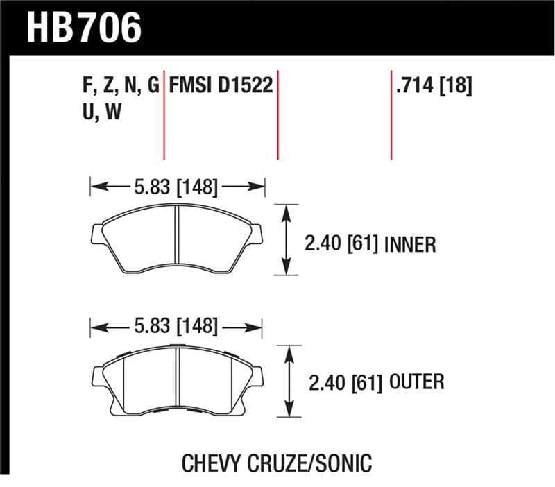 Hawk Performance — Hawk 11-12 Chevy Cruze Eco/LS/1LT/2LT/LTZ / 12 Sonic LS/LT/LTZ HP Plus Front Street Brake Pads
Disc Brake Pad