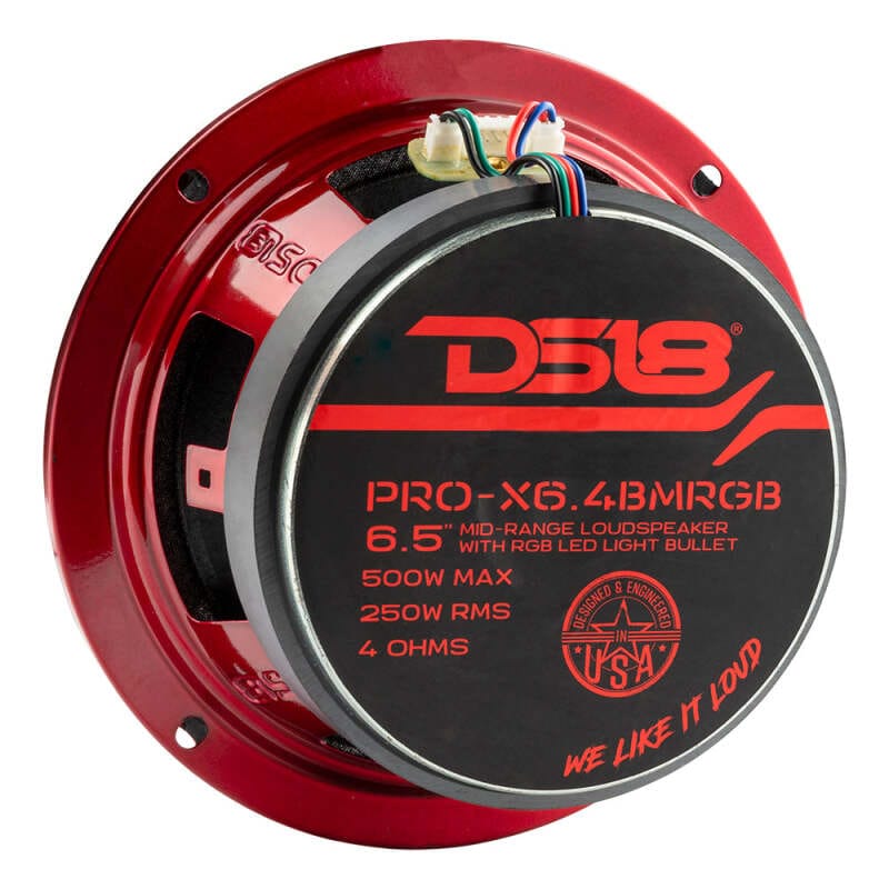 DS18 — DS18 6.5in 250 Watts RMS 4 ohm Mid-Range Loudspeaker RGB Bullet Loudspeaker