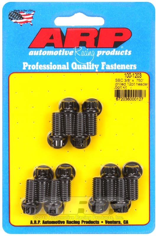 ARP — ARP SB Chevy 3/8 x .750in drilled 12pt header bolt kit