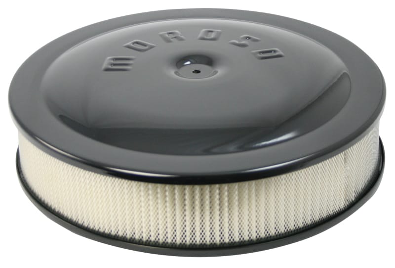 Moroso — Moroso Racing Air Cleaner - 14in x 3in Filter - Raised Bottom - Aluminum - Black Powder Coat