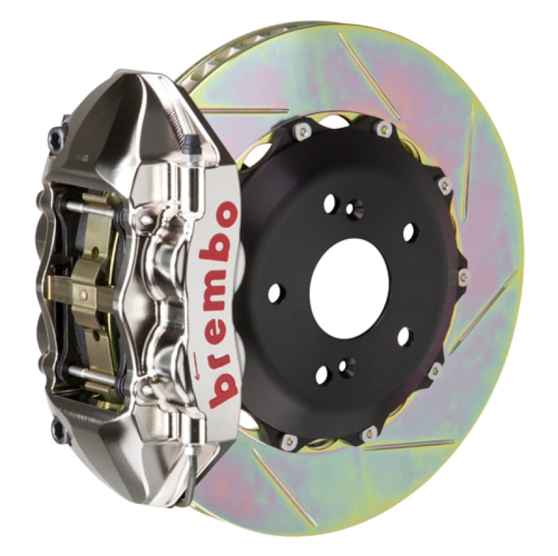 Brembo — Brembo 07-15 TT 3.2L/09-15 TTS Rr GTR BBK 4Pist Billet 328x28 2pc Rotor Slotted Type1-Nickel