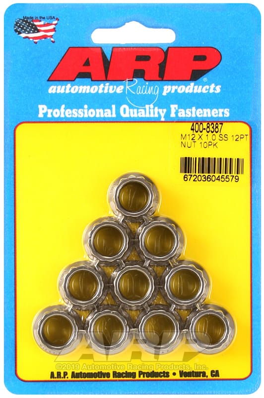 ARP — ARP M12 X 1.00 (M14 wr) SS 12pt nut kit
