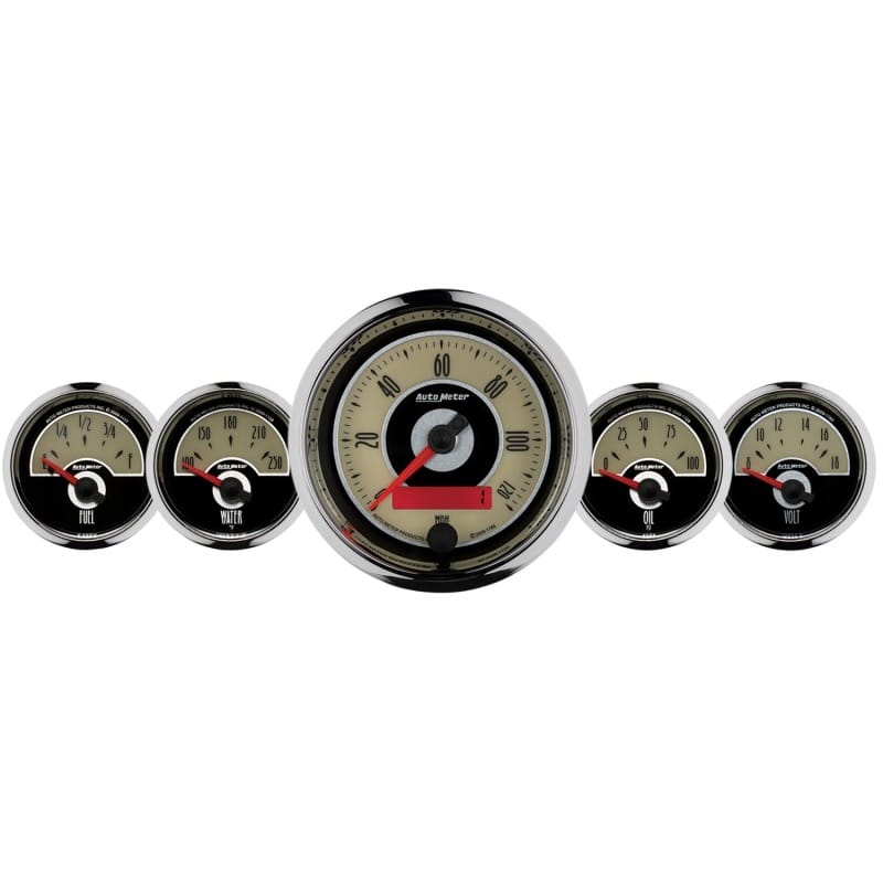 AutoMeter — AutoMeter Gauge Kit 5 Pc. 3-3/8in. & 2-1/16in. Elec. Speedometer Cruiser
5PC GA KIT CRUISER