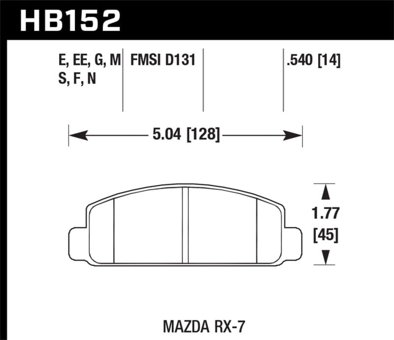Hawk Performance — Hawk 88-91 Mazda RX-7 1.3L 10th Anniversary 1 Piston Caliper Front ER-1 Brake Pads
Disc Brake Pad
