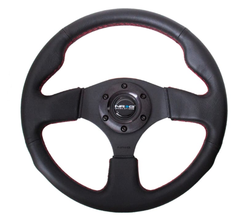 NRG — NRG Reinforced Steering Wheel (320mm) Leather w/Red Stitch