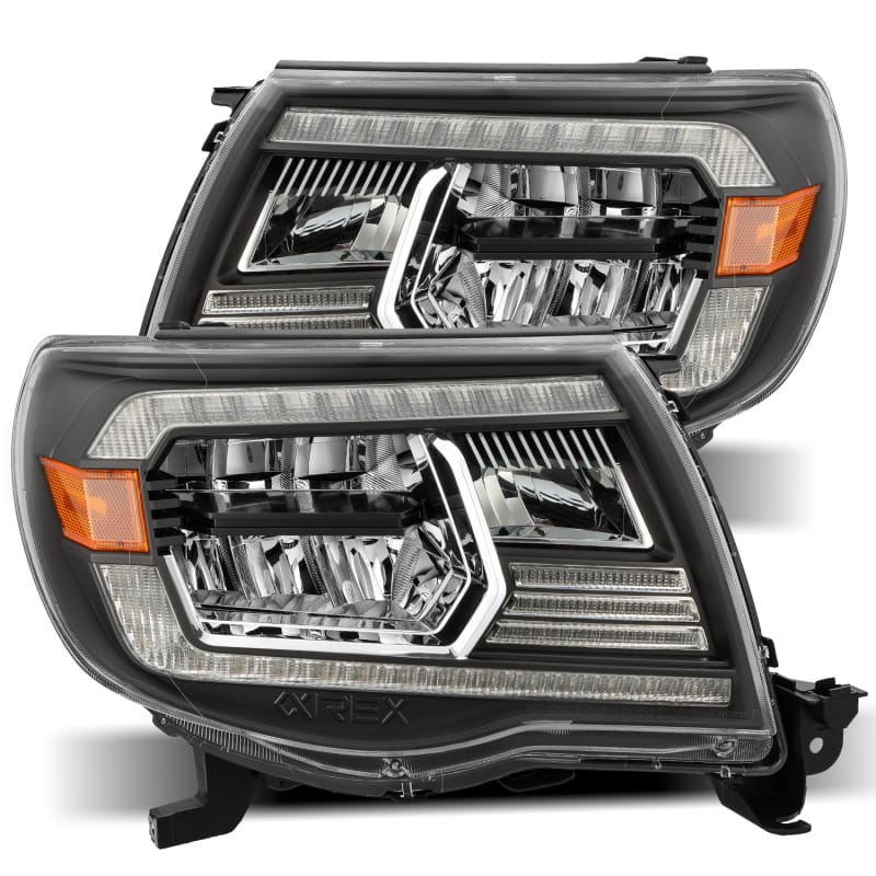 AlphaRex — AlphaRex 05-11 Toyota Tacoma LUXX Crystal Headlights Plank Style Design Black w/Activation Light/DRL
Projector Headlights