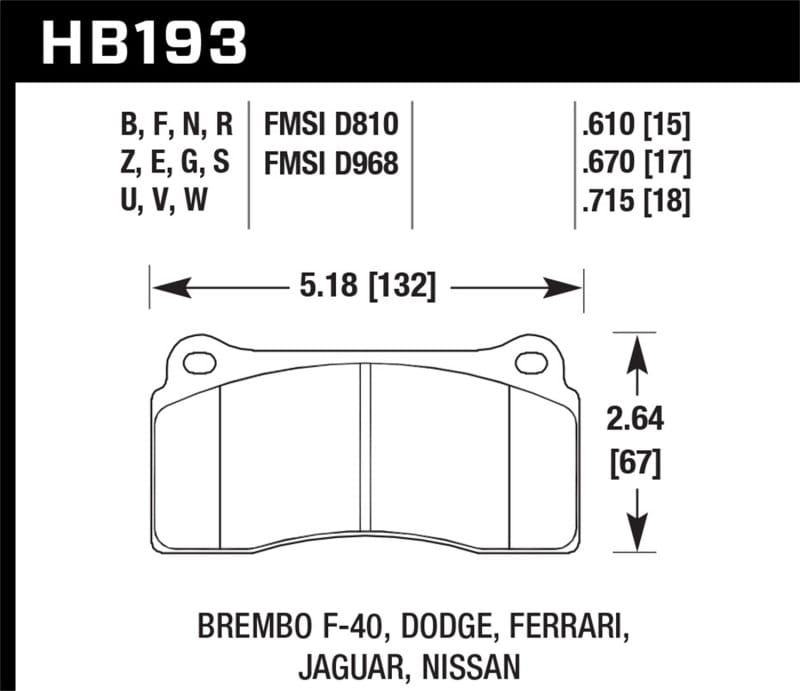 Hawk Performance — Hawk 15-17 Dodge Viper / 88-92 Ferrari F40 ER-1 Brake Pads
Disc Brake Pad