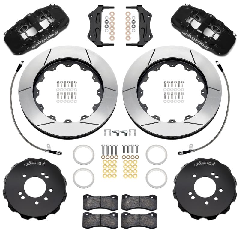 Wilwood — Wilwood 89-98 Nissan 240SX/89-94 Skyline/90-96 300ZX Aerolite 6R Fr BBK w/ 14in SLT Rotors - Black