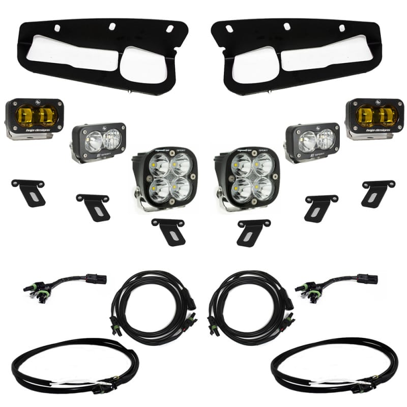 Baja Designs — Baja Designs 21-22 Ford Bronco w/Steel Bumper S2 SAE Sportsmen Fog Pkt Light Kit w/Upfitter - Amber