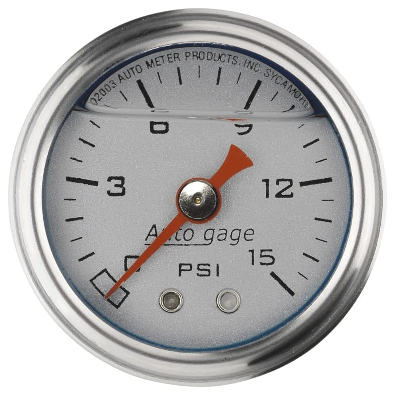 AutoMeter — Autometer AutoGage 1.5in Liquid Filled Mechanical 0-15 PSI Fuel Pressure Gauge - Silver
Ga Press 15psi Slvr