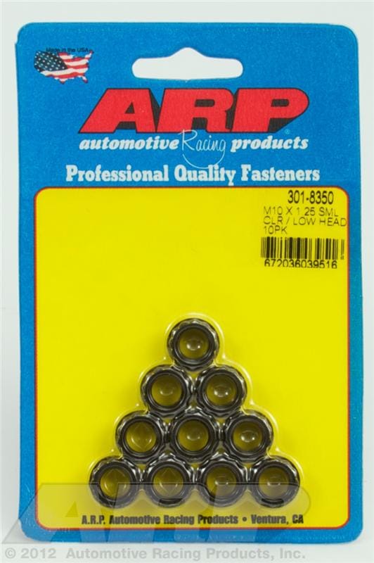 ARP — ARP M10x1.25 Sml Clr/Low Head 12PT Nut Kit 8740 Chrome Moly Black - 10 PK