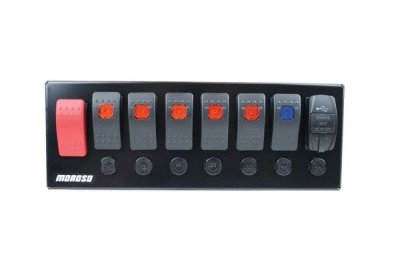 Moroso — Moroso Switch Panel Rocker LED w/USB & Breakers Roll Cage