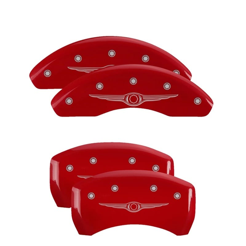MGP — MGP 4 Caliper Covers Engraved Front & Rear Style 1/Chrysler Wing Red finish silver ch
Caliper Covers