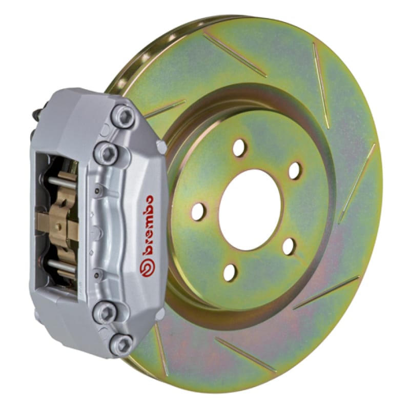 Brembo — Brembo 87-91 M3 (E30) Front GT BBK 4 Piston Cast 2pc 330x28 1pc Rotor Slotted Type-1-Silver