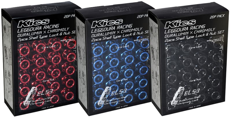 Project Kics — Project Kics Leggdura Racing 53mm EL53 Shell Type Lug Nut 16 Pcs + 4 Locks 12X1.50 Black