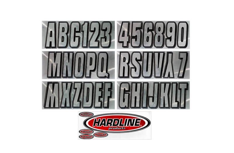 Hardline — Hardline Boat Lettering Registration Kit 3 in. - 320 Chrome/Black