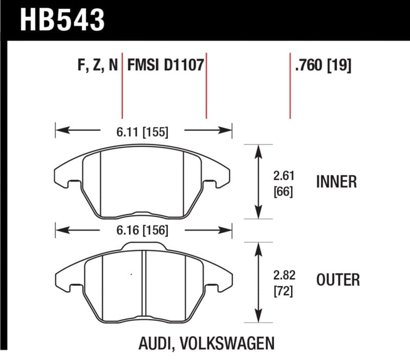 Hawk Performance — Hawk 06-11 Audi A3 2.0L Base Front ER-1 Brake Pads
Disc Brake Pad