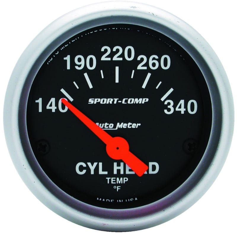 AutoMeter — AutoMeter Gauge Cylinder Head Temp 2-1/16in. 140-340 Deg. F Electric Sport-Comp
2" CYL HEAD TEMP, 14