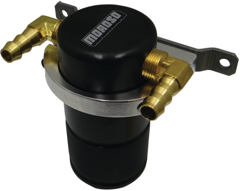 Moroso — Moroso Universal Air/Oil Separator Catch Can - Small Body w/o Drain - Billet Aluminum - Black Finish