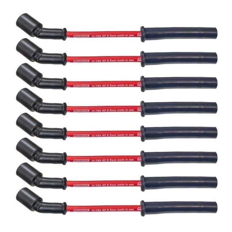 Moroso — Moroso GM GenV LT1/LT4 5.3L/6.2L/6.6L Ultra 40 8.5mm Multi-Angle Boot Spark Plug Wire Set - Red