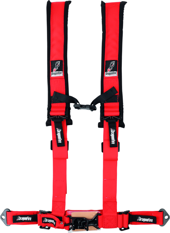 DragonFire Racing — Harness Retraint, H-Style, 4-Point, 2 in. Buckle, Red