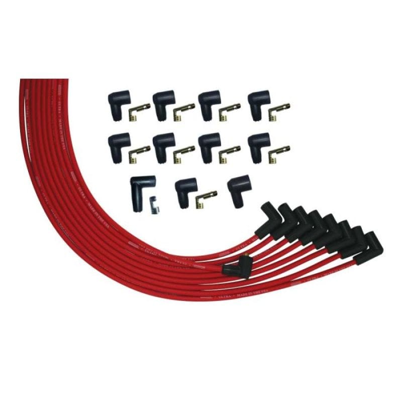 Moroso — Moroso V8 Universal 90 Deg Plug Non-HEI Ultra Spark Plug Wire Set - Red