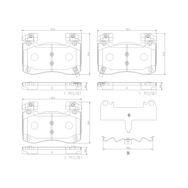 Brembo OE — Brembo 19-22 Genesis G70/18-22 Kia Stinger Front NAO Brake Pad