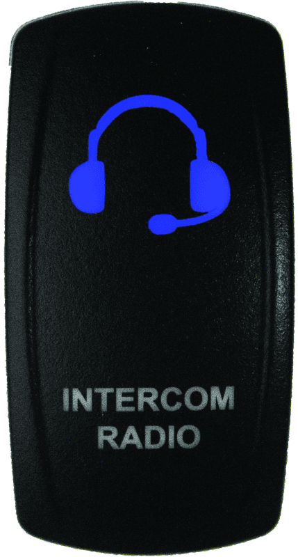 DragonFire Racing — Dual LED Switch, Laser-Etched, Intercom Radio On/Off, Blue