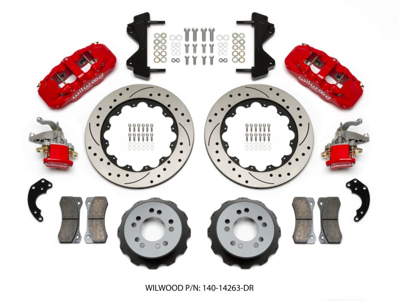 Wilwood — Wilwood AERO4 / MC4 Rear Kit 14.00 Drilled Red Currie Pro-Tour Unit Bearing Floater
BRAKE KIT