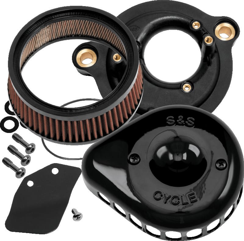 S&S Cycle — S&S Cycle 2017+ M8 Models Stealth Air Cleaner Kit w/ Gloss Black Mini Teardrop Cover