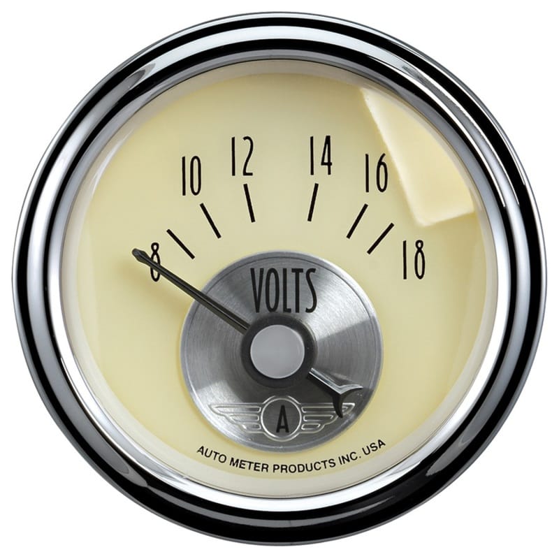 AutoMeter — Autometer Prestige Series 52mm 8-18V Short Sweep Electronic Voltmeter Gauge
2-1/16" VOLTMETER, 8