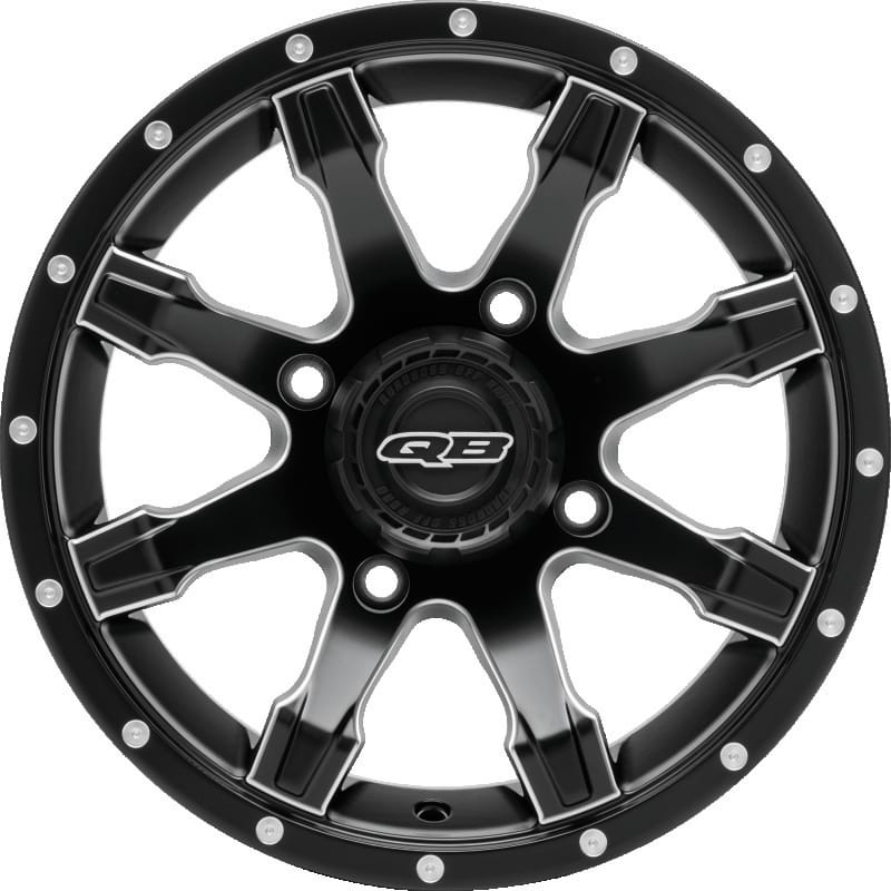 QuadBoss — Grinder Wheel, 14x7, 4/137, 5+2, Matte Black/Machined