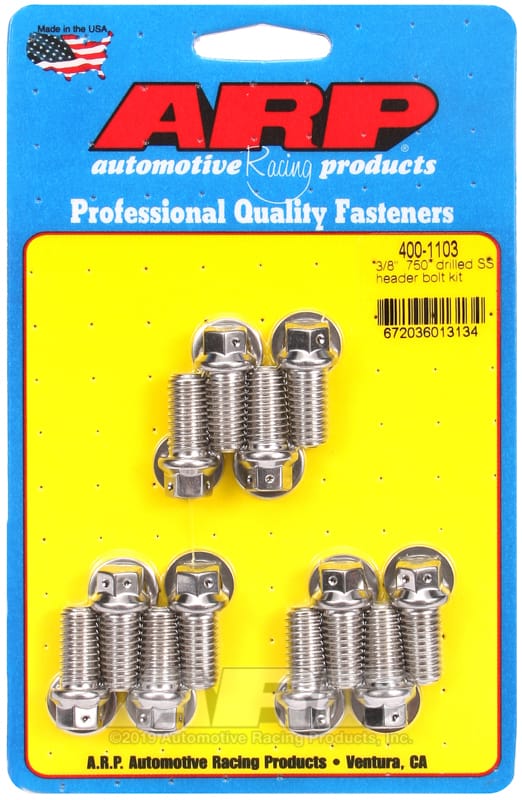 ARP — ARP 3/8 x .750 drilled SS header bolt kit
