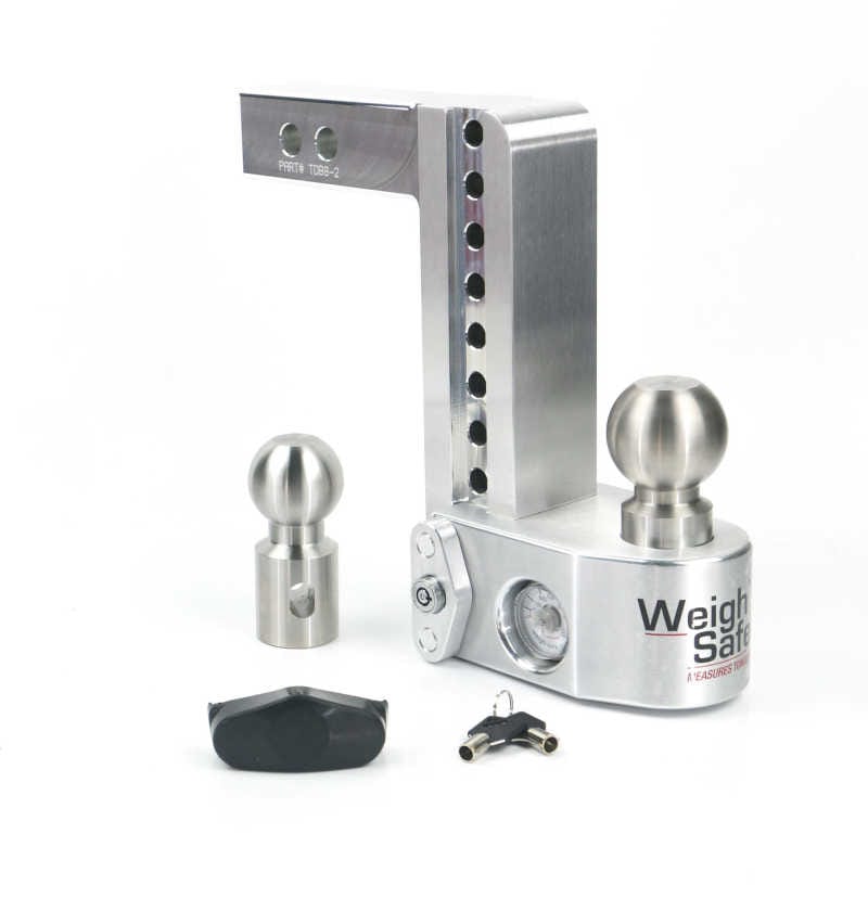 Weigh Safe — Weigh Safe 8in Drop Hitch w/Built-in Scale & 2in Shank (10K/12.5K GTWR) - Aluminum