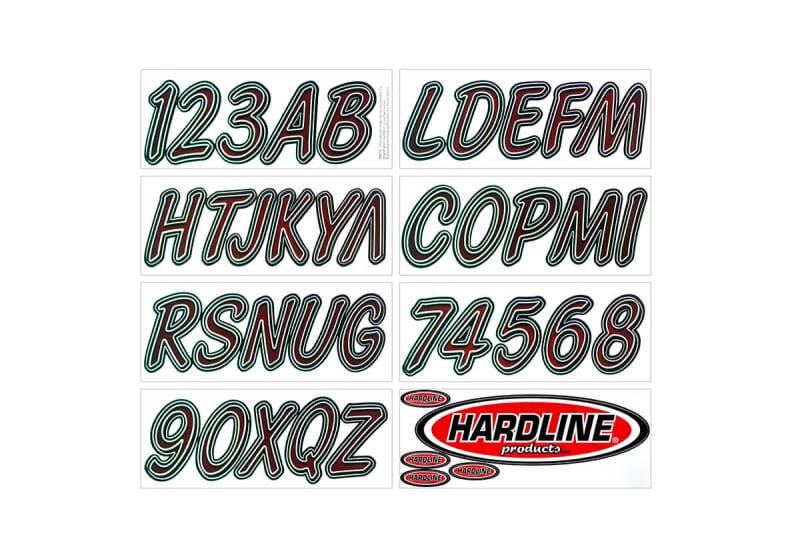 Hardline — Hardline Boat Lettering Registration Kit 3 in. - 400 Burgundy/Black