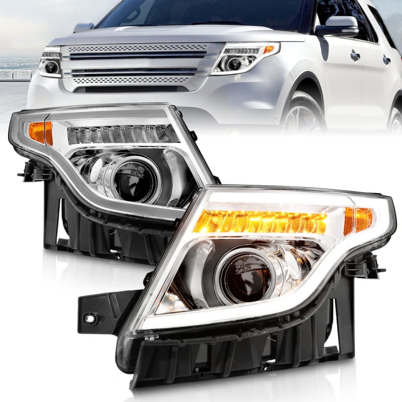 ANZO — ANZO 11-15 Ford Explorer Projector Headlights w/ Light Bar Chrome Housing w/ Amber light
Head Light Set
HdLtSet